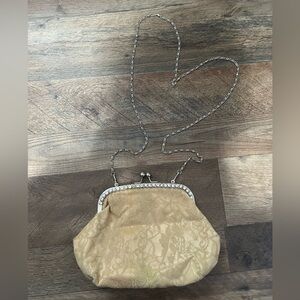 Elegant Gold Lace Clutch with Chain Strap